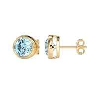 7mm Bezel Round Stud Earrings