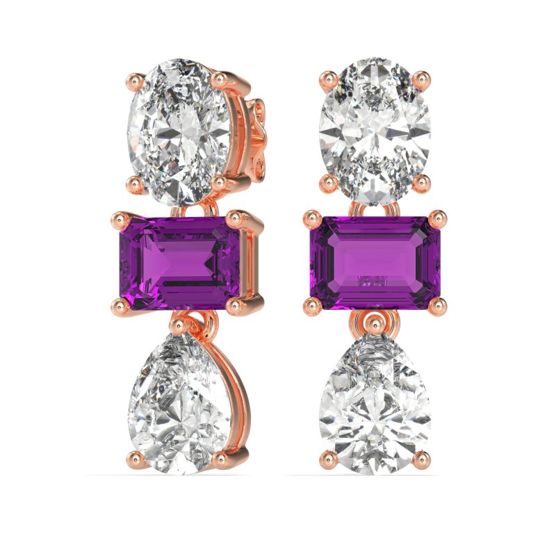 Oval, Emerald & Pear Dangling Earrings