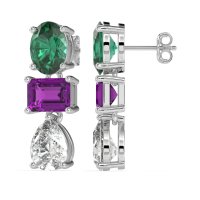 Oval, Emerald & Pear Dangling Earrings