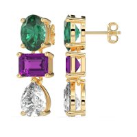Oval, Emerald & Pear Dangling Earrings