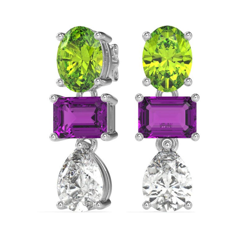 Oval, Emerald & Pear Dangling Earrings