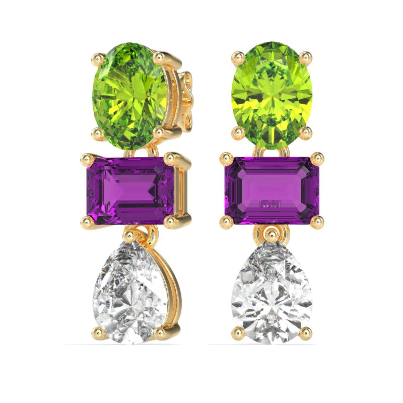 Oval, Emerald & Pear Dangling Earrings