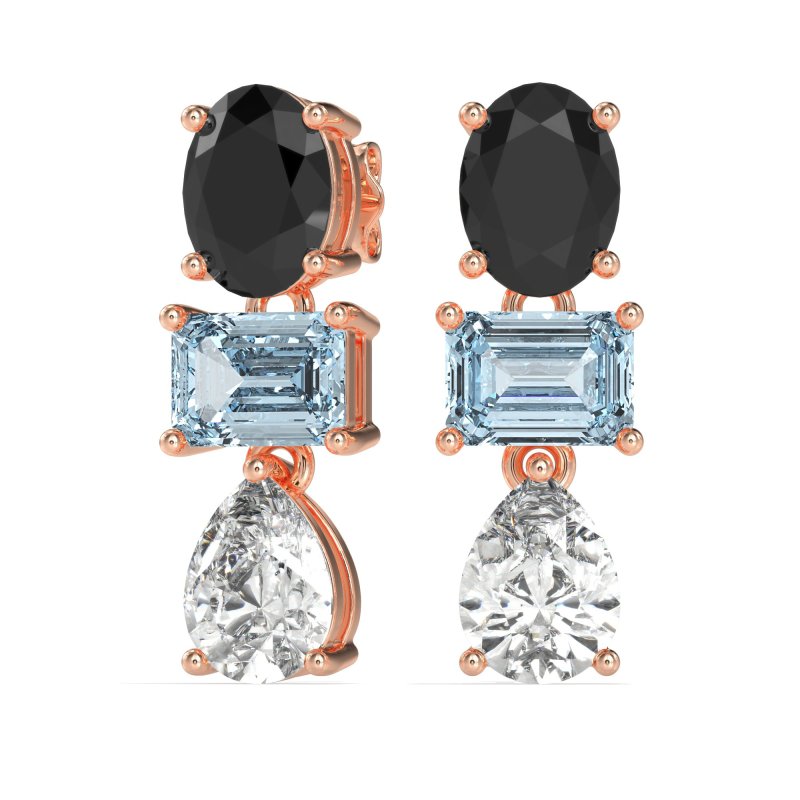 Oval, Emerald & Pear Dangling Earrings