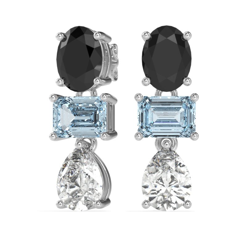 Oval, Emerald & Pear Dangling Earrings
