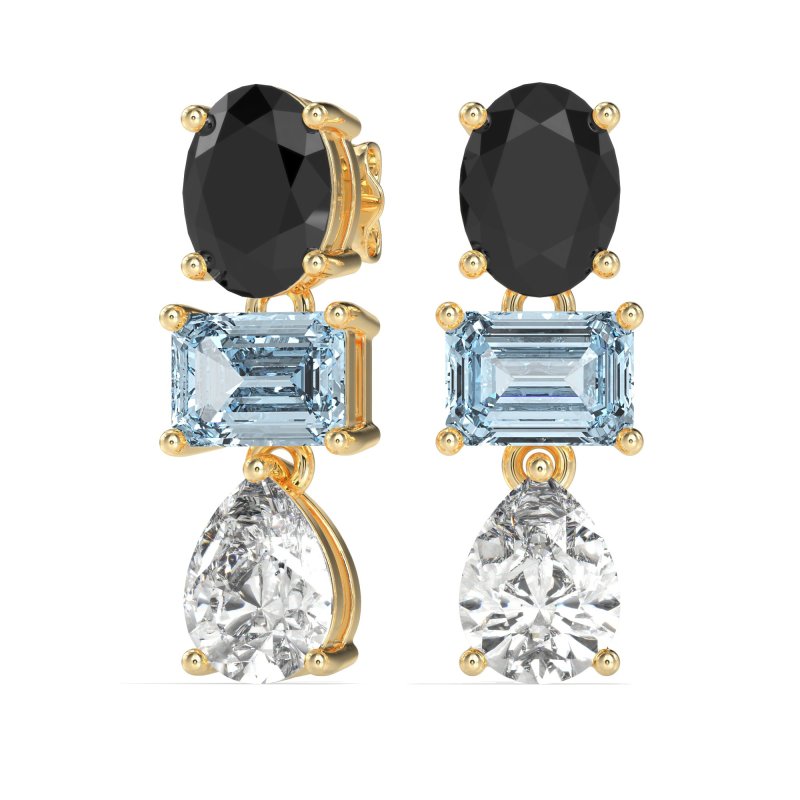 Oval, Emerald & Pear Dangling Earrings