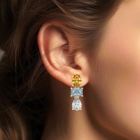 Oval, Emerald & Pear Dangling Earrings