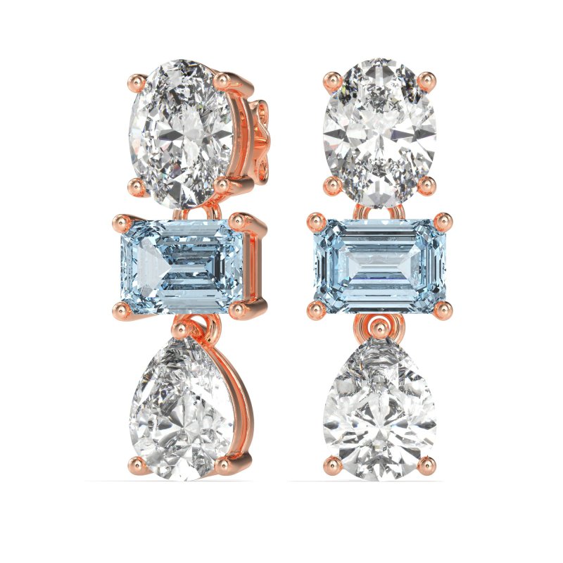 Oval, Emerald & Pear Dangling Earrings