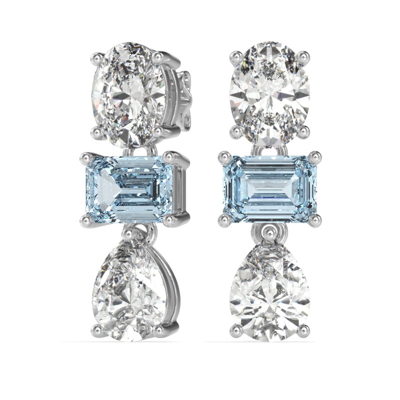 Oval, Emerald & Pear Dangling Earrings