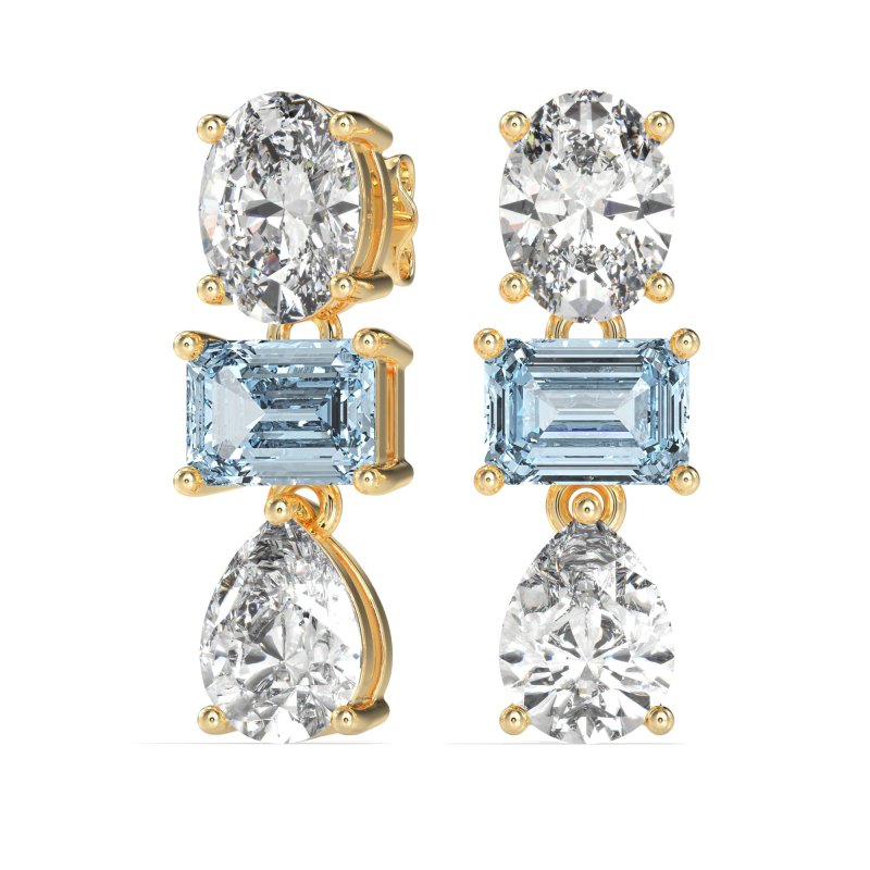 Oval, Emerald & Pear Dangling Earrings