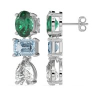 Oval, Emerald & Pear Dangling Earrings