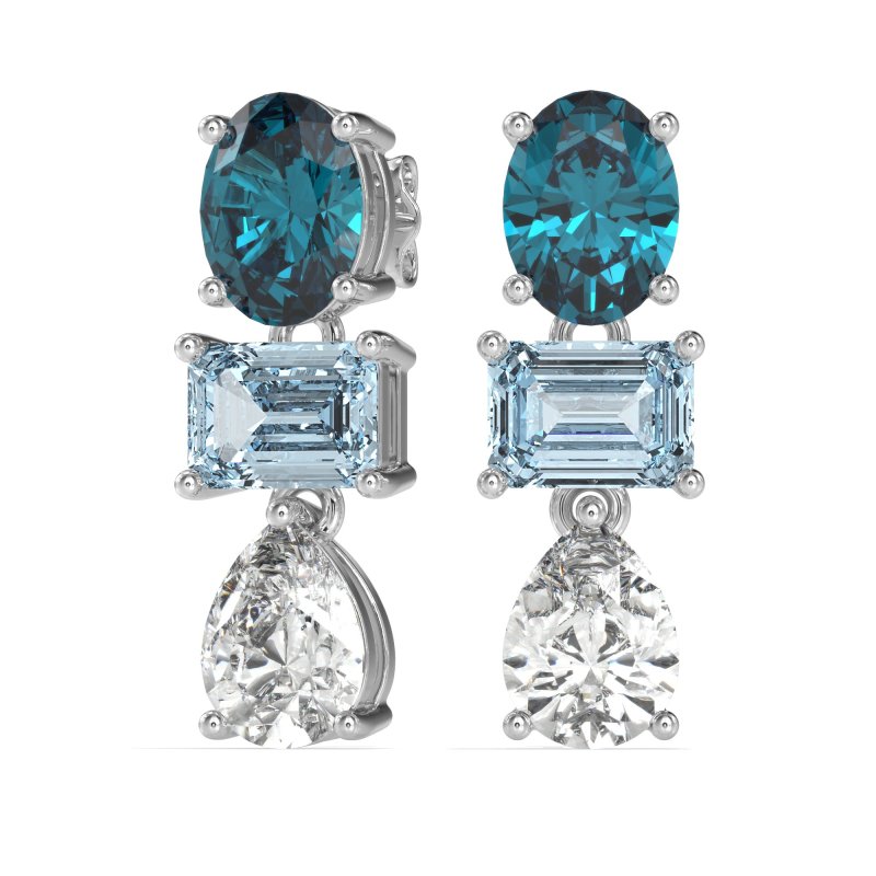Oval, Emerald & Pear Dangling Earrings