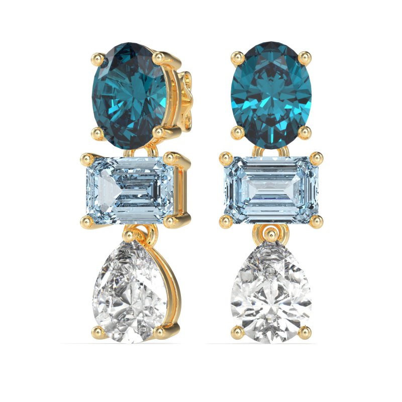 Oval, Emerald & Pear Dangling Earrings