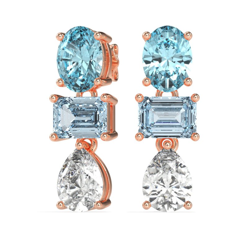 Oval, Emerald & Pear Dangling Earrings