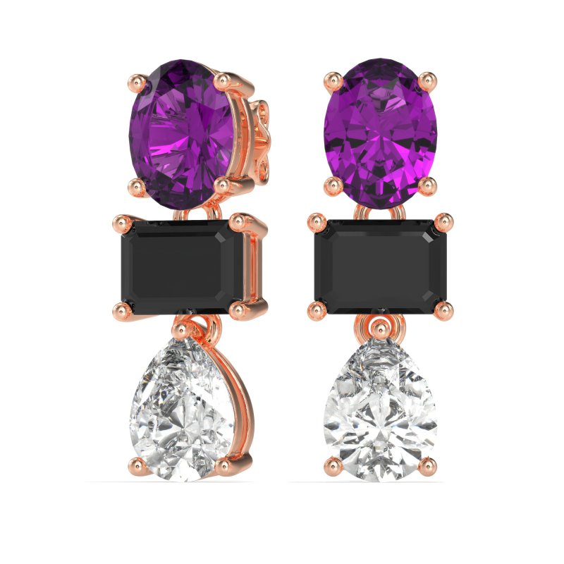 Oval, Emerald & Pear Dangling Earrings