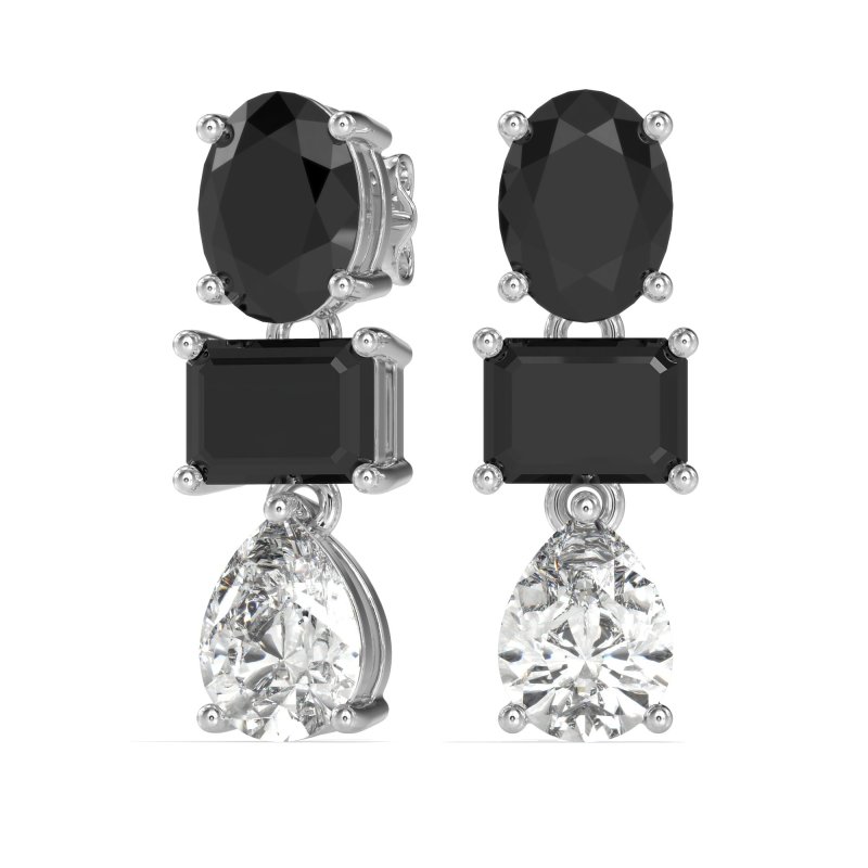Oval, Emerald & Pear Dangling Earrings