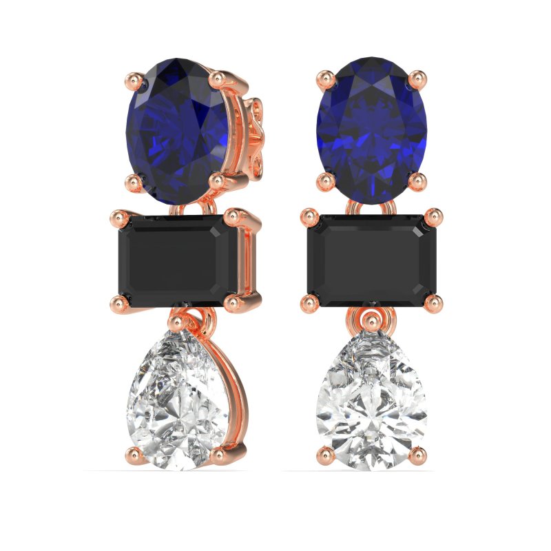 Oval, Emerald & Pear Dangling Earrings