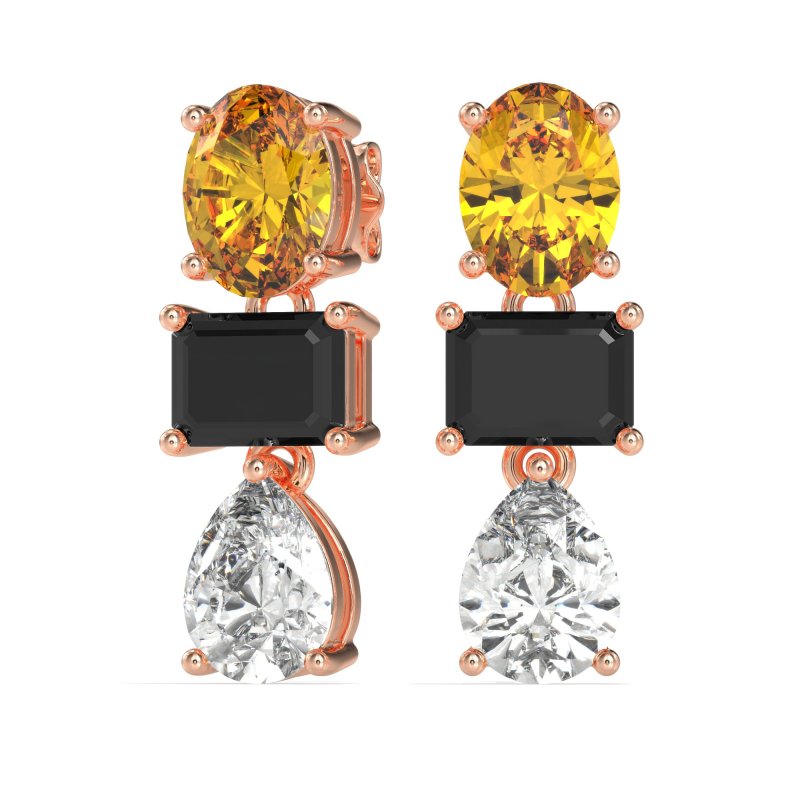 Oval, Emerald & Pear Dangling Earrings