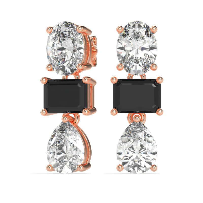 Oval, Emerald & Pear Dangling Earrings