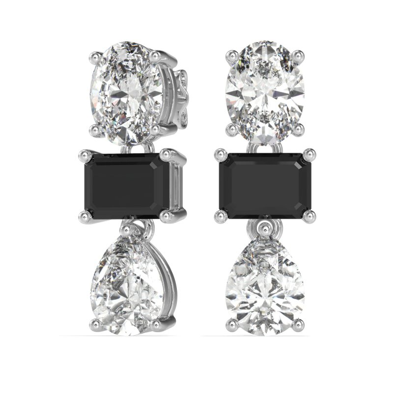 Oval, Emerald & Pear Dangling Earrings