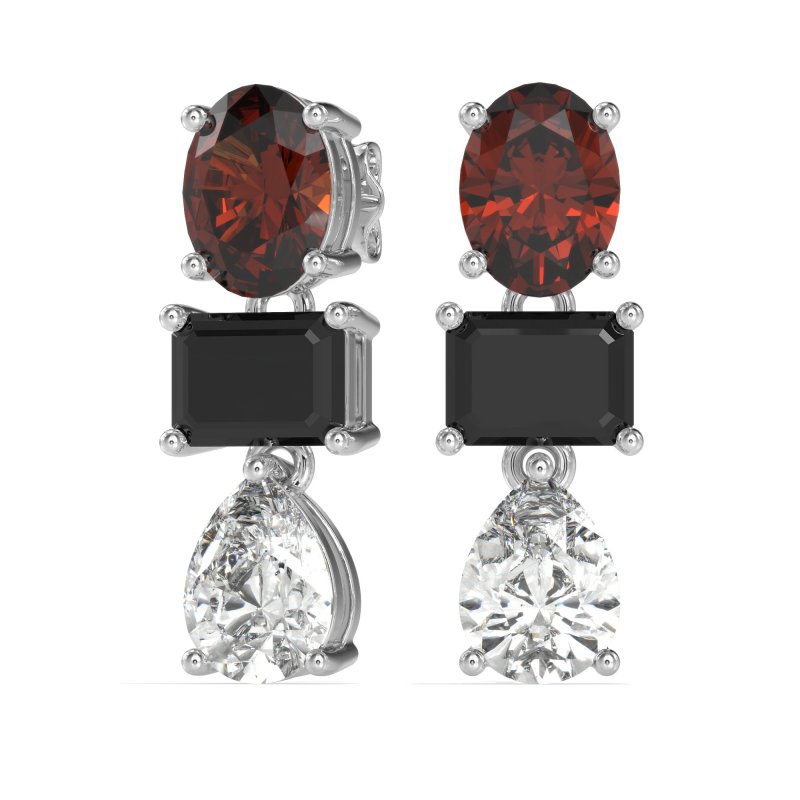 Oval, Emerald & Pear Dangling Earrings