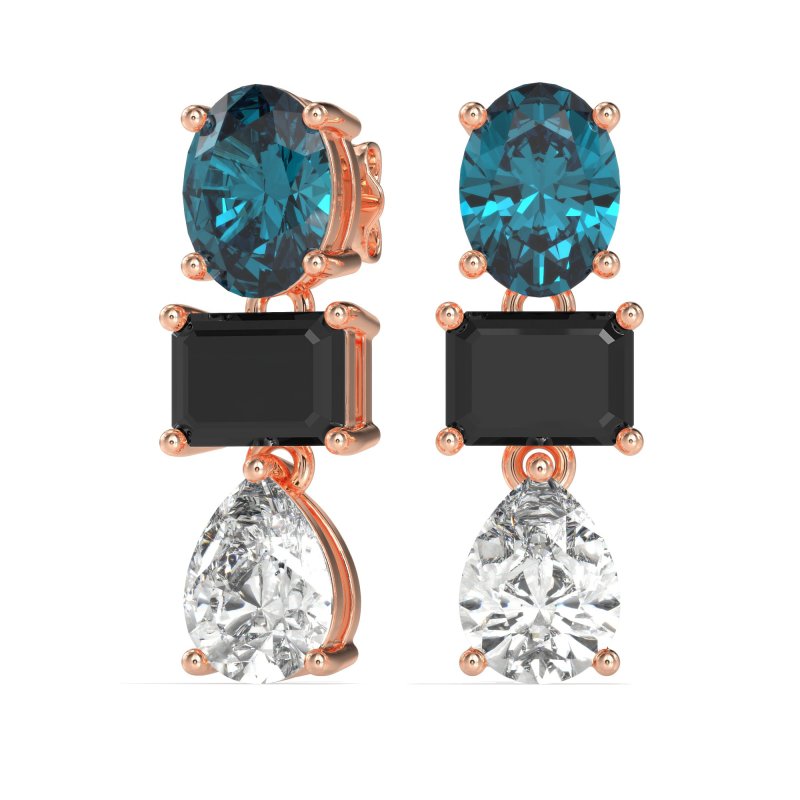 Oval, Emerald & Pear Dangling Earrings