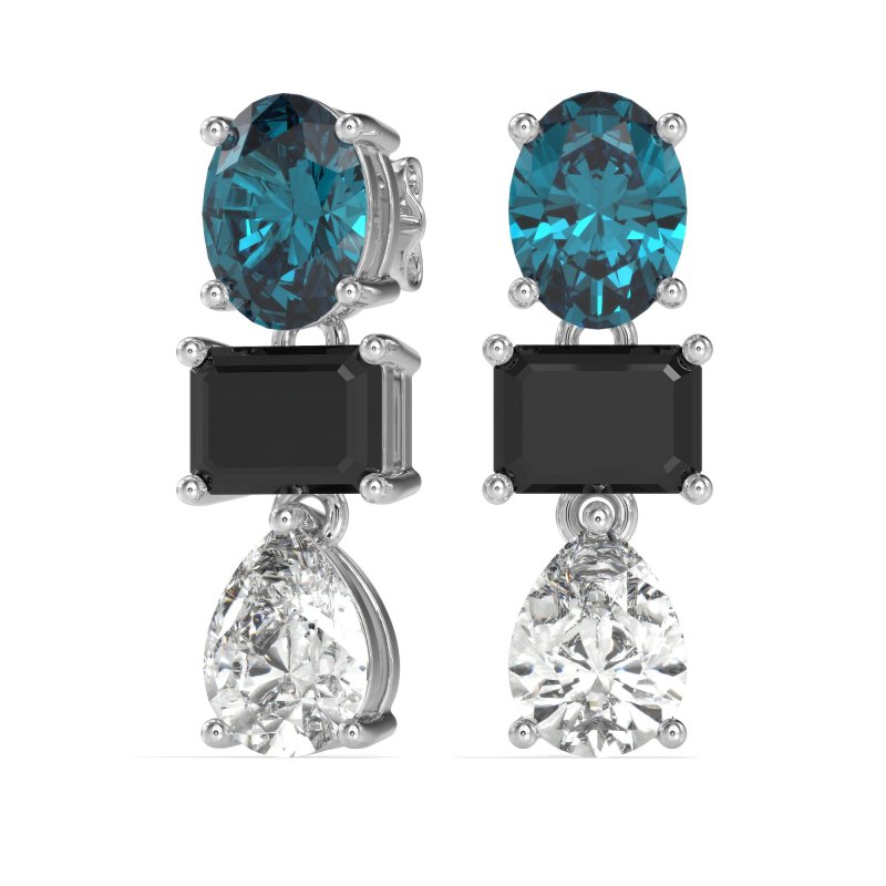 Oval, Emerald & Pear Dangling Earrings