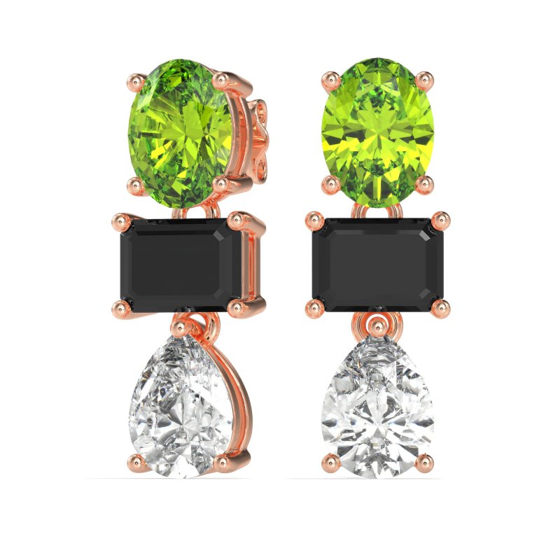 Oval, Emerald & Pear Dangling Earrings