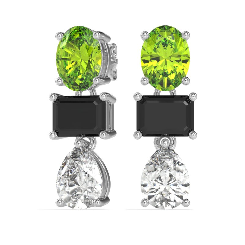Oval, Emerald & Pear Dangling Earrings