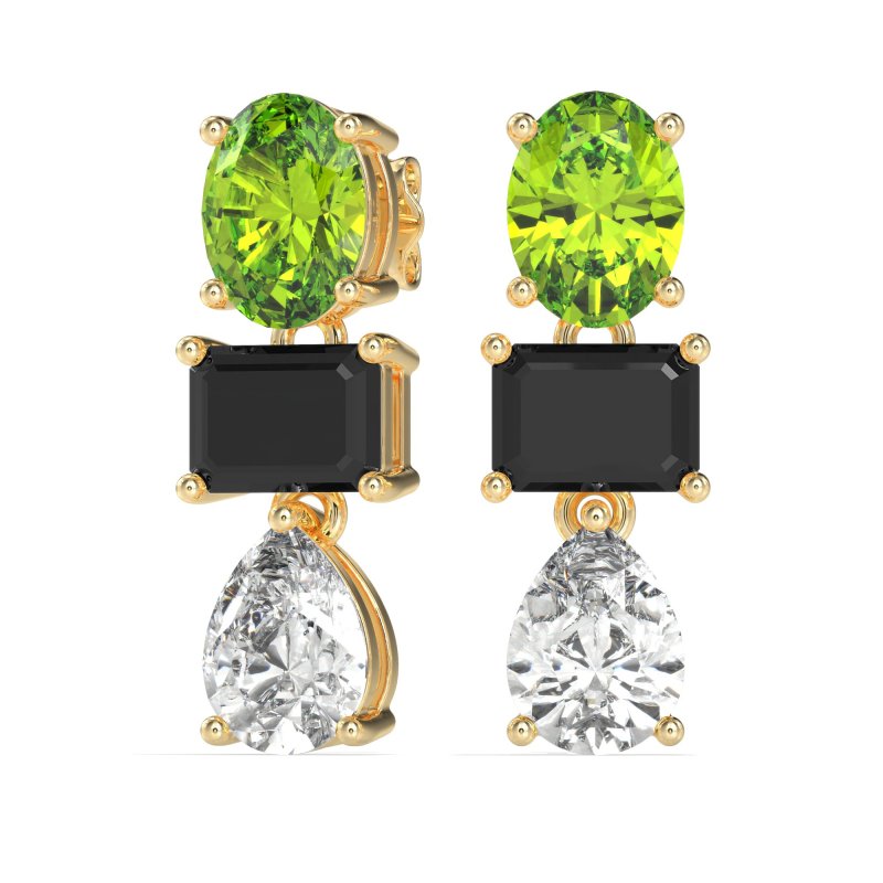 Oval, Emerald & Pear Dangling Earrings