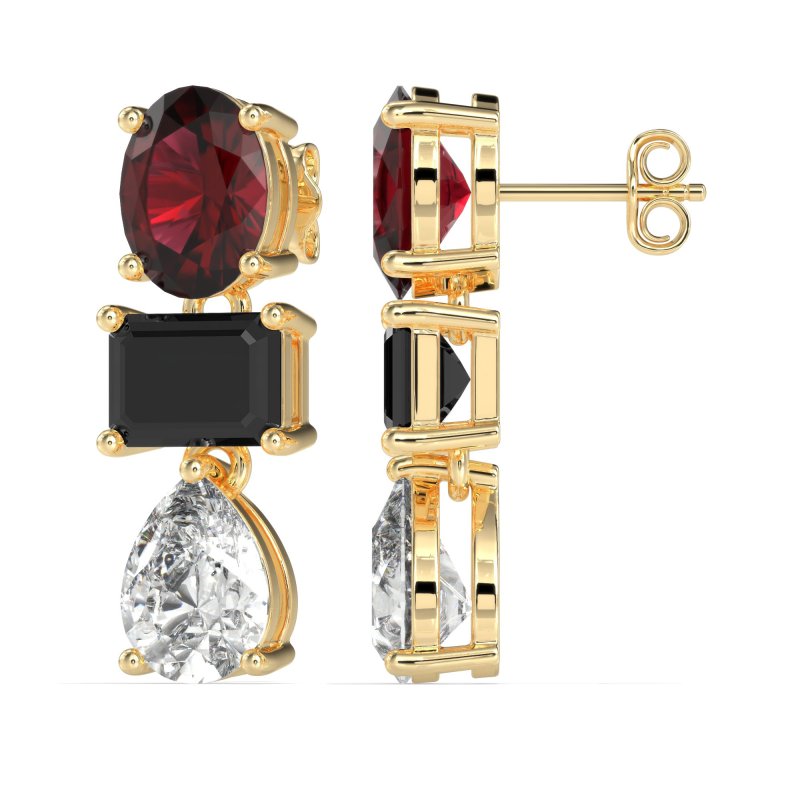 Oval, Emerald & Pear Dangling Earrings