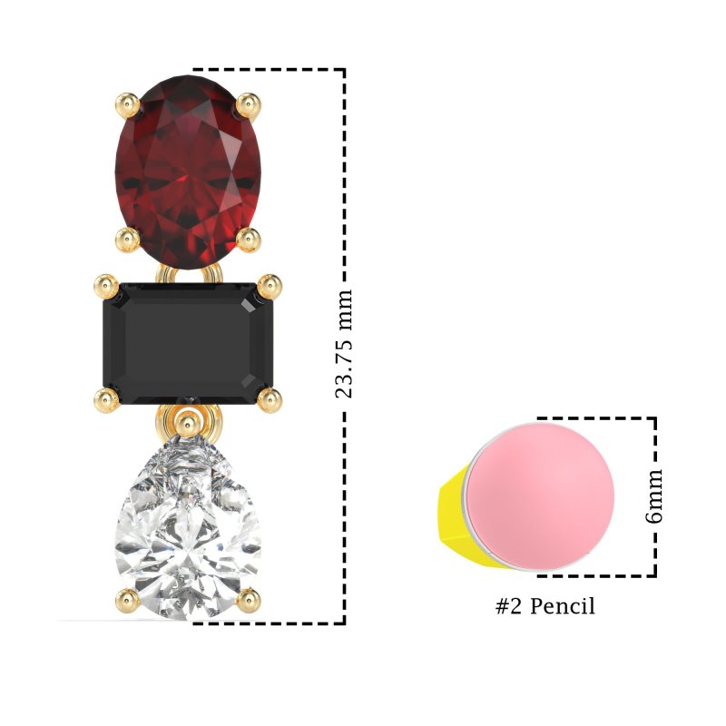 Oval, Emerald & Pear Dangling Earrings