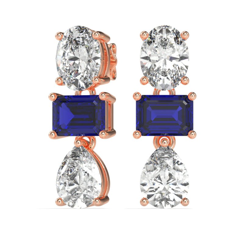 Oval, Emerald & Pear Dangling Earrings