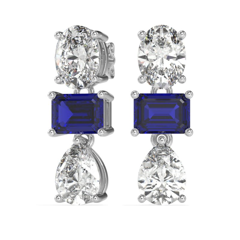 Oval, Emerald & Pear Dangling Earrings