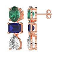 Oval, Emerald & Pear Dangling Earrings