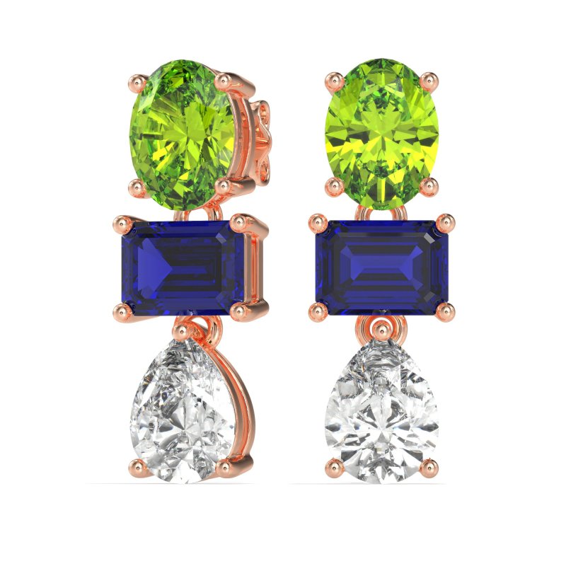 Oval, Emerald & Pear Dangling Earrings