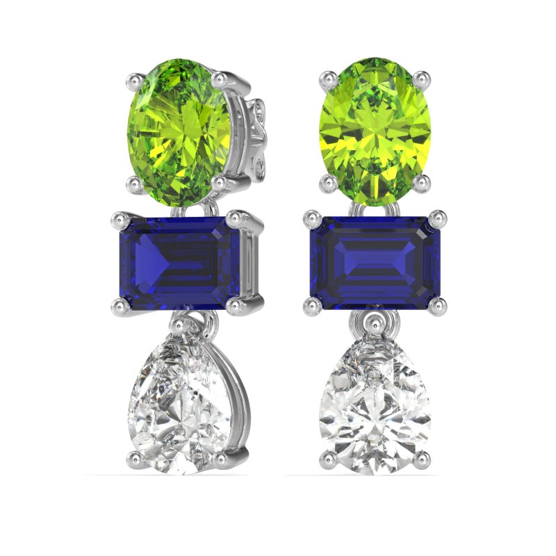 Oval, Emerald & Pear Dangling Earrings