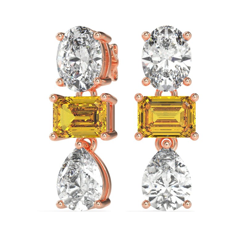 Oval, Emerald & Pear Dangling Earrings