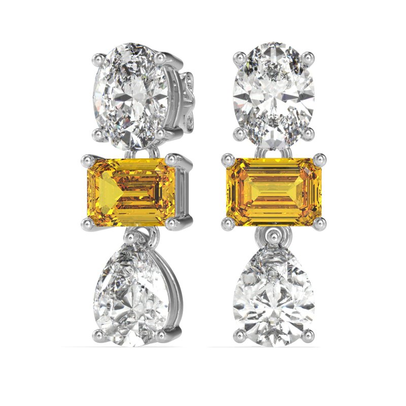 Oval, Emerald & Pear Dangling Earrings