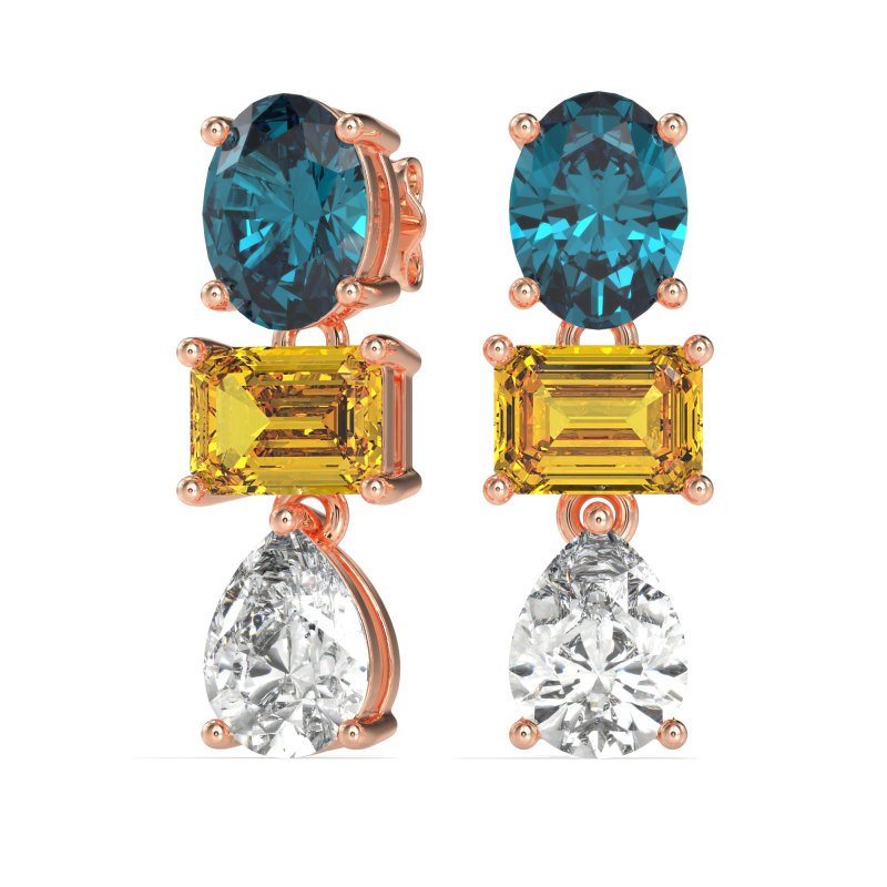 Oval, Emerald & Pear Dangling Earrings