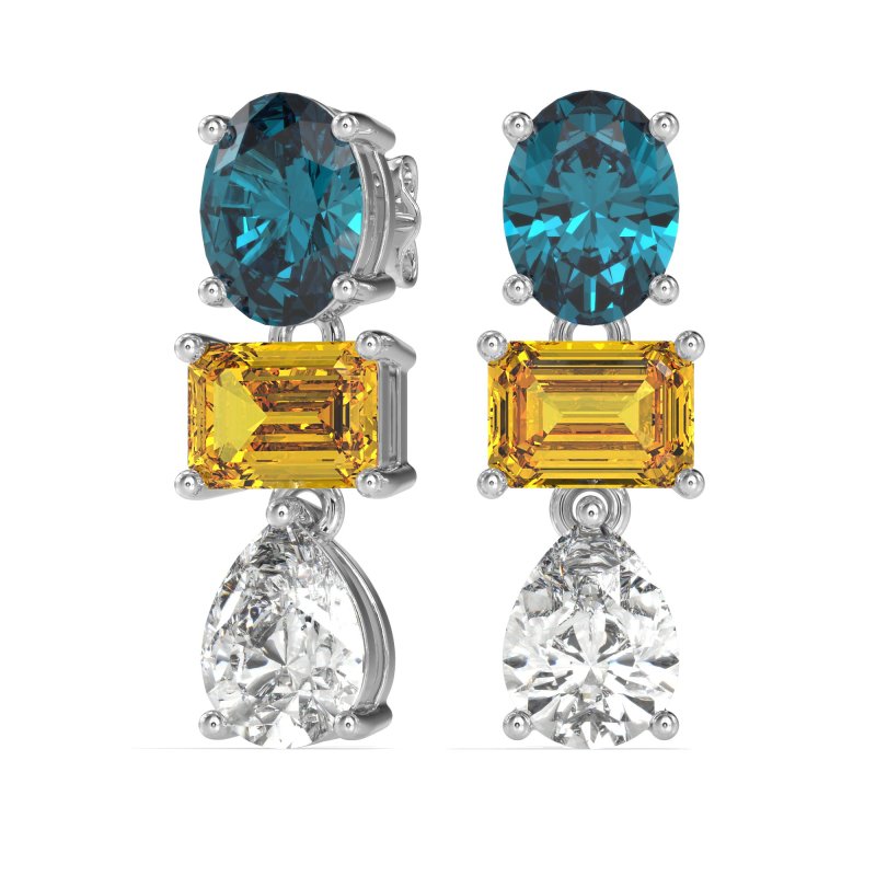 Oval, Emerald & Pear Dangling Earrings