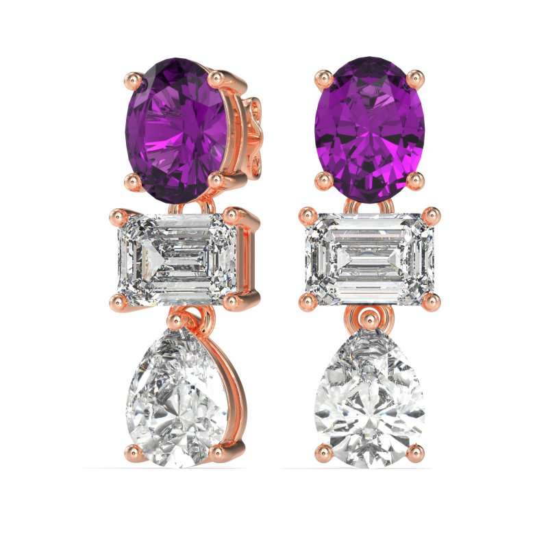 Oval, Emerald & Pear Dangling Earrings