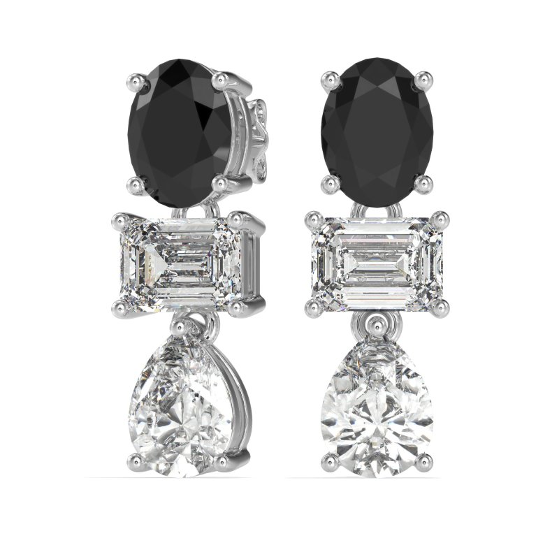 Oval, Emerald & Pear Dangling Earrings