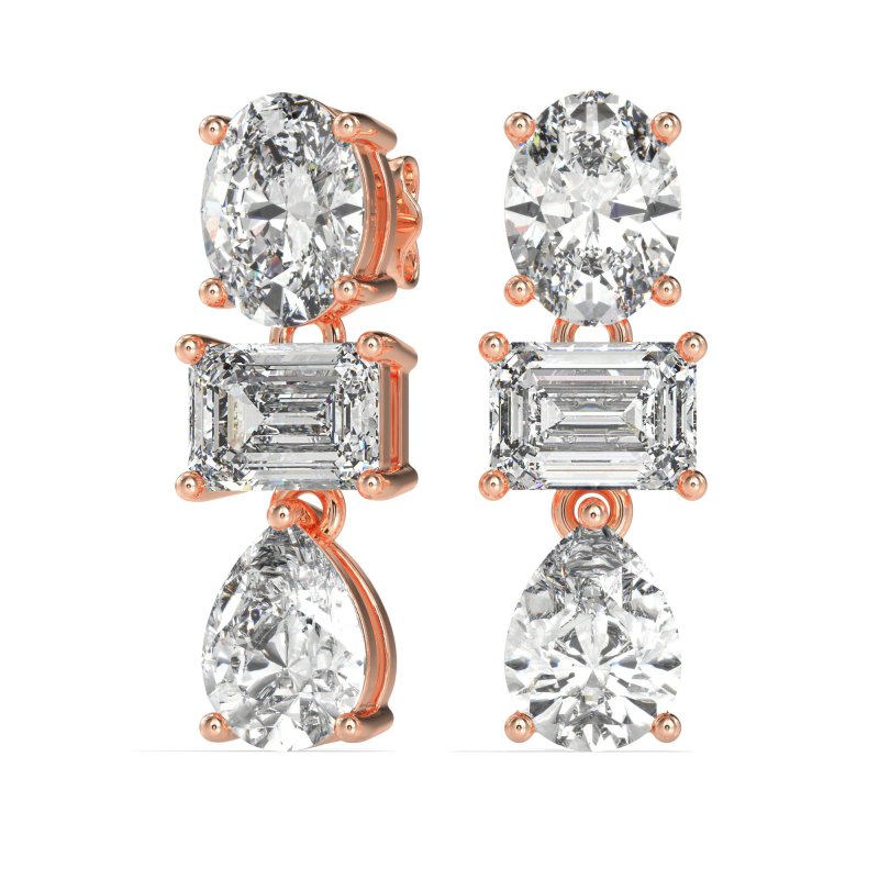 Oval, Emerald & Pear Dangling Earrings