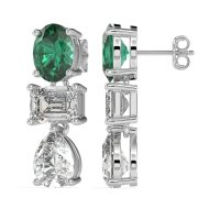 Oval, Emerald & Pear Dangling Earrings