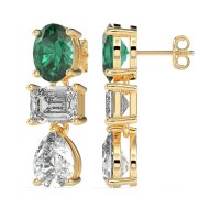 Oval, Emerald & Pear Dangling Earrings
