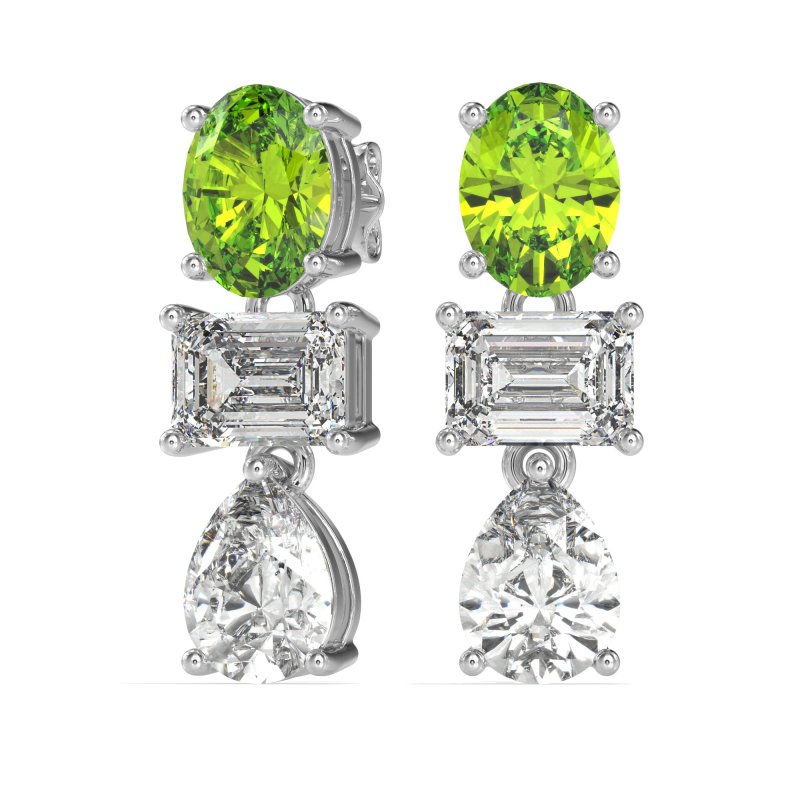 Oval, Emerald & Pear Dangling Earrings