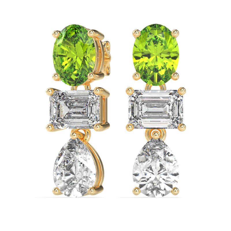 Oval, Emerald & Pear Dangling Earrings