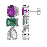 Oval, Emerald & Pear Dangling Earrings