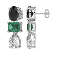 Oval, Emerald & Pear Dangling Earrings