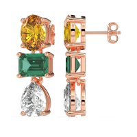 Oval, Emerald & Pear Dangling Earrings